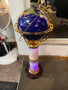 Globe on Marble-Look & Gold Light-Up Base