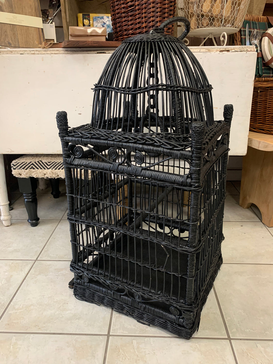 Black Wicker Bird Cage