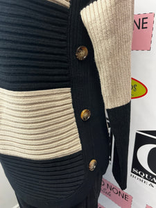 Black/Taupe Ribbed Striped Sweater