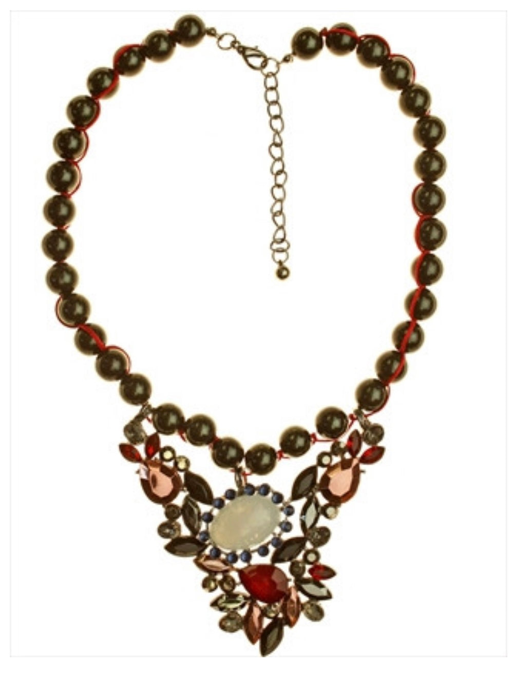 Bead Necklace with Red Charm