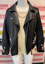 Load image into Gallery viewer, Floral Embroidered Faux Leather Jacket (Size S)
