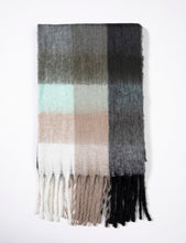 Load image into Gallery viewer, Grey &amp; Sage Tone Plaid Blanket Scarf (Only 1 Left!)

