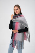 Load image into Gallery viewer, Grey &amp; Pink Blanket Scarf
