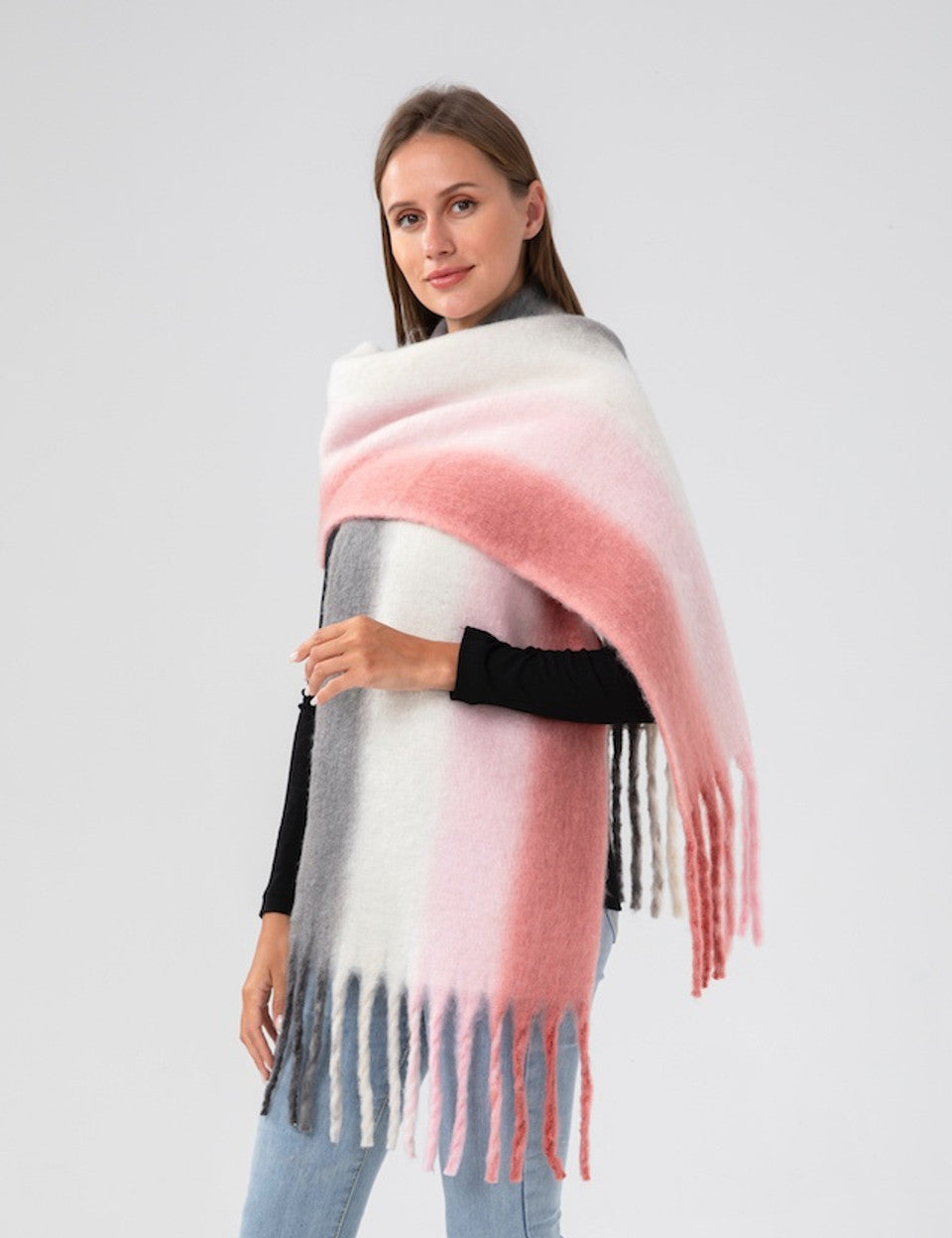Pink & Grey Tone Blanket Scarf (Only 1 Left!)