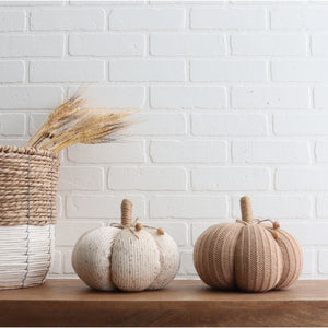 Ivory & Gold Bling Knitted Pillowy Pumpkin