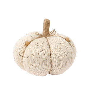 Ivory & Gold Bling Knitted Pillowy Pumpkin
