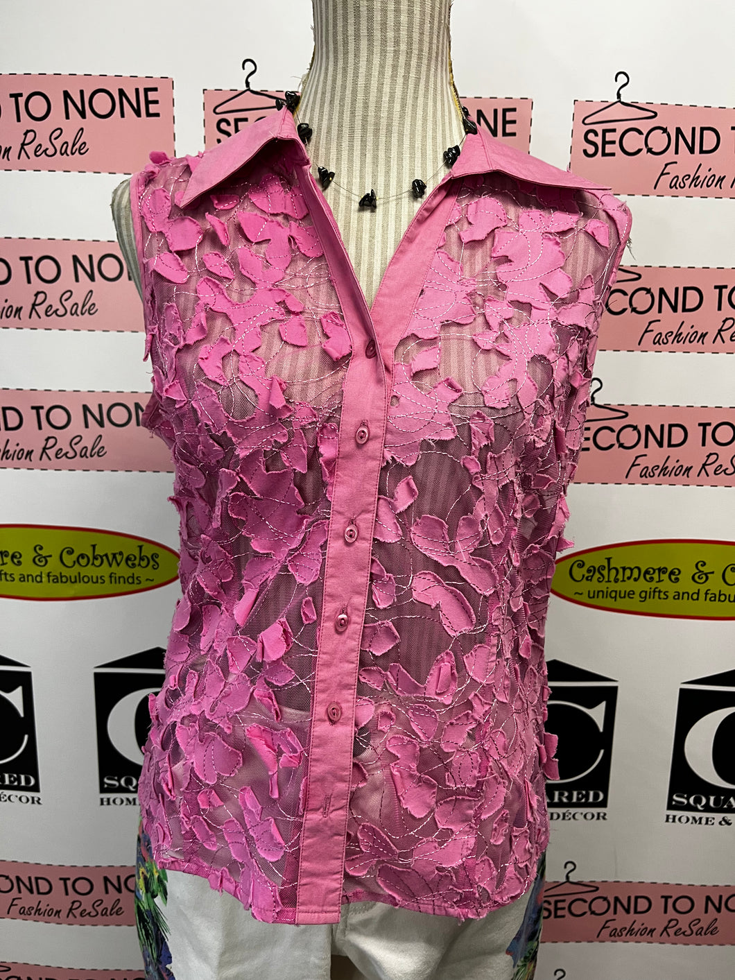 Tribal Pink Sheer Tank (Size 10)