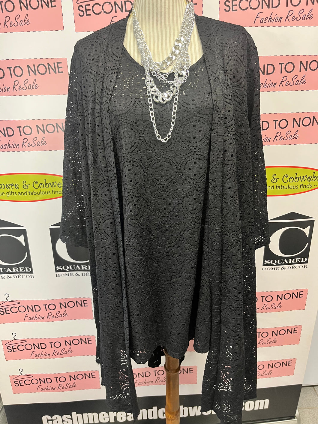 Nina Leonard Black Lace Overlay (Size XL)