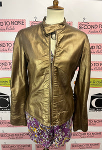 Le Chateau Gold Leather Jacket (Size L)