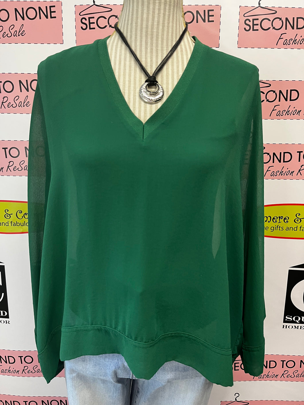 Zara Green Sheer Top (Size XS)