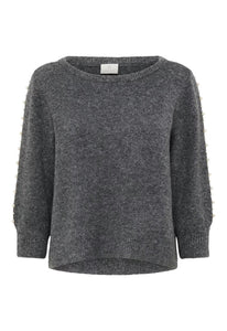Wool Blend Pearl Sleeve Sweater (2 Colours)