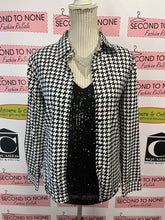 Cargar imagen en el visor de la galería, Ralph Lauren B&amp;W Houndstooth Cotton Blouse (Size PXL)
