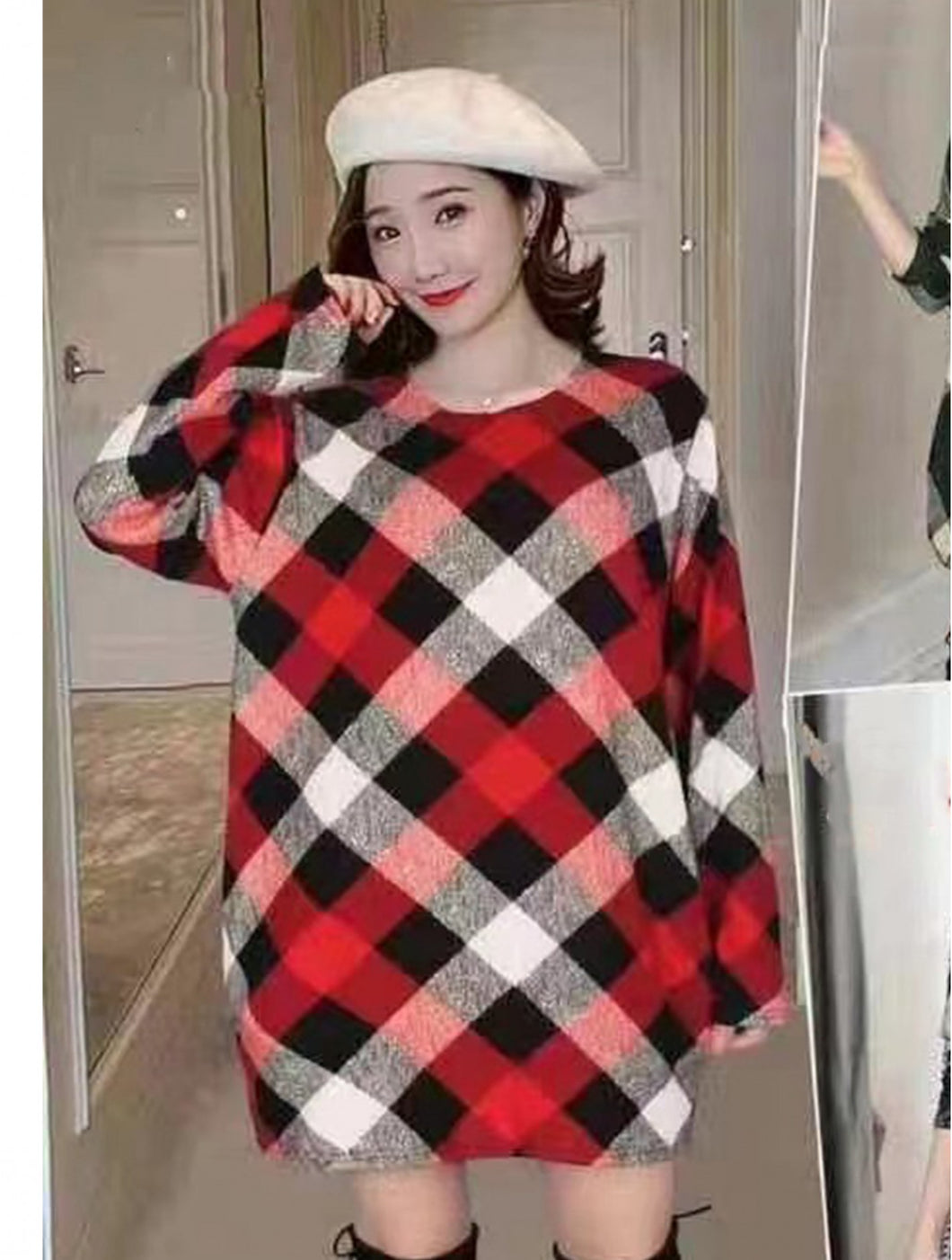 Red Plaid Tunic Top (One Size)