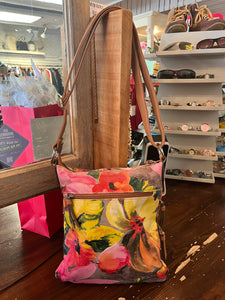 Painted Floral Crossbody Purse