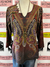 Cargar imagen en el visor de la galería, Parsley &amp; Sage Paisley Block Print Top (Size L)
