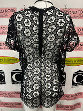 Load image into Gallery viewer, Black Open Crochet Lace Shirt (Size L)
