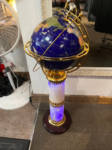 Globe on Marble-Look & Gold Light-Up Base