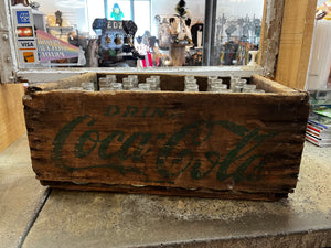 Wooden "Coke" Crate with Full Set of Bottles