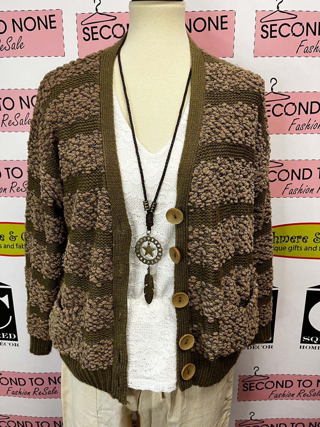 Brown Slub Cardigan (Size M)