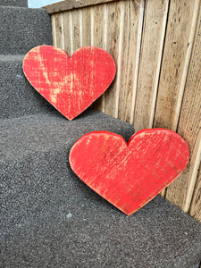 Red Wooden Heart Decor