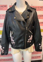 Load image into Gallery viewer, Floral Embroidered Faux Leather Jacket (Size S)

