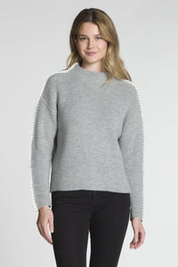 Mock Neck Crochet Sleeve Sweater