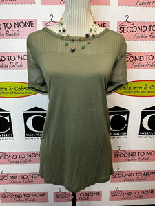 Olive Sheer Top Tee (Size L)