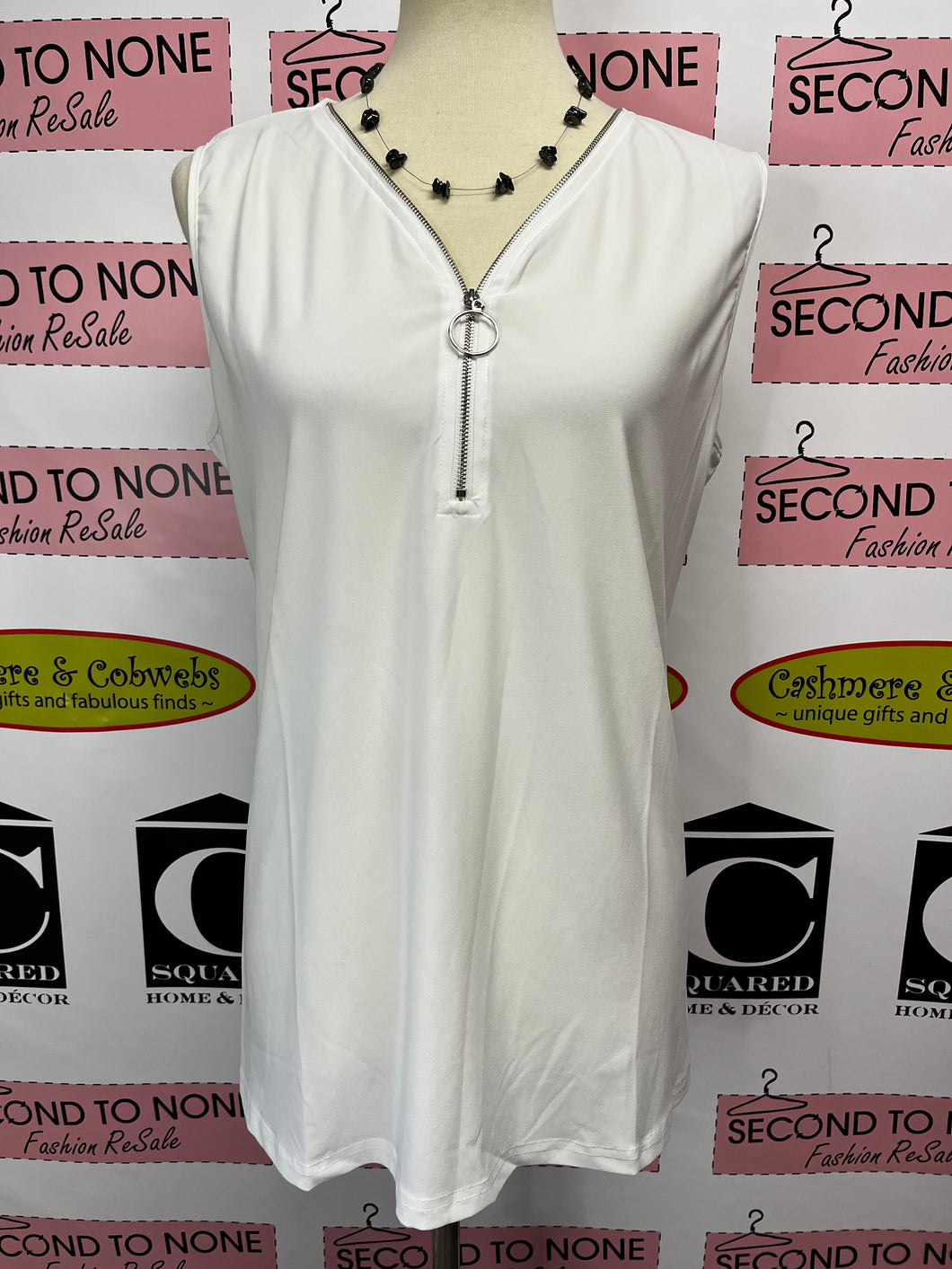 White Zipper Tank (Size XL)