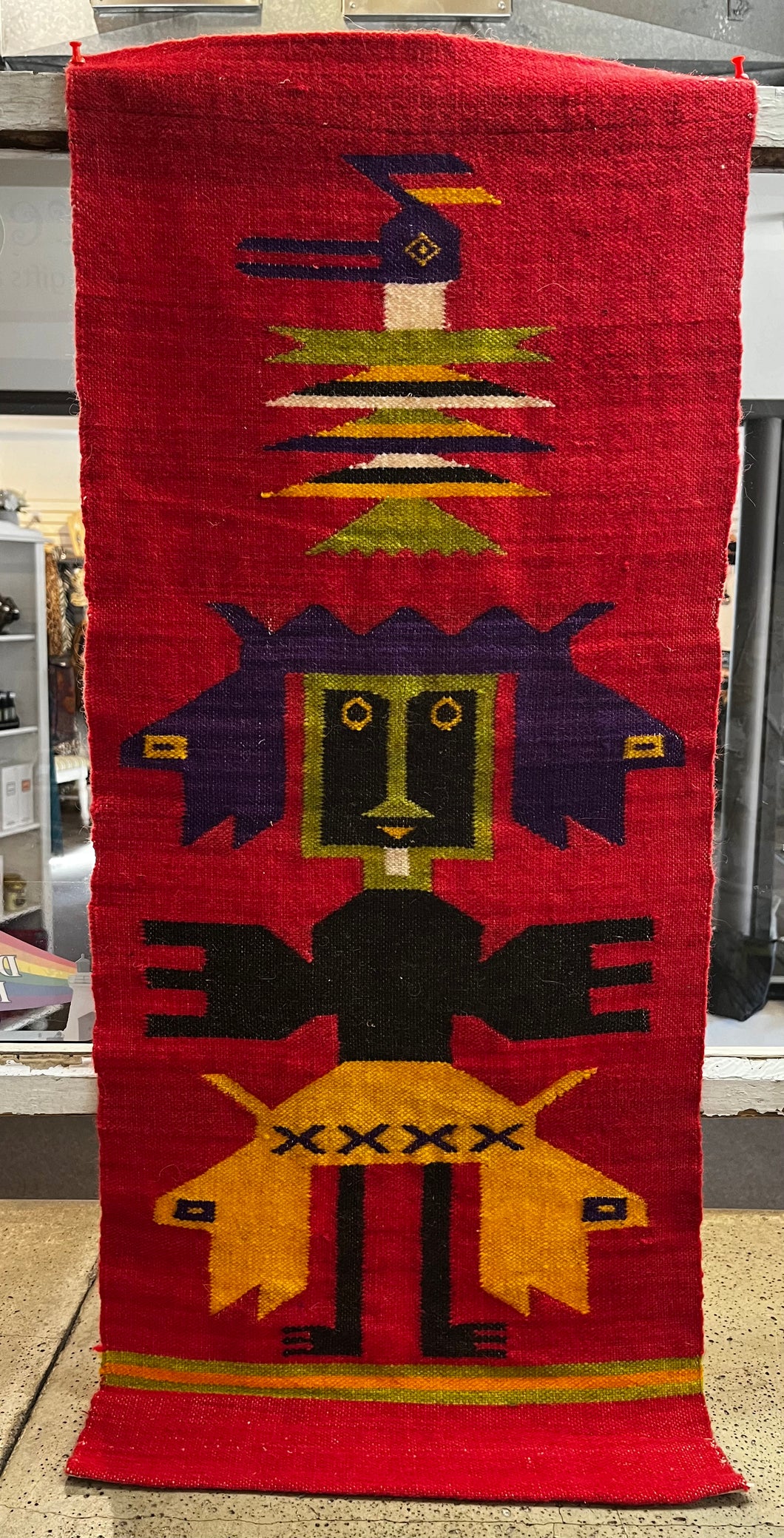 Vintage Hand Woven Red Tapestry