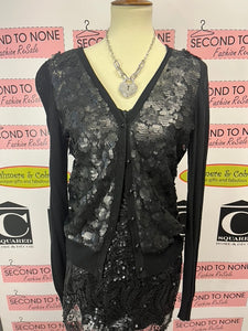 BCBG Black Sequin Cardigan (Size M)