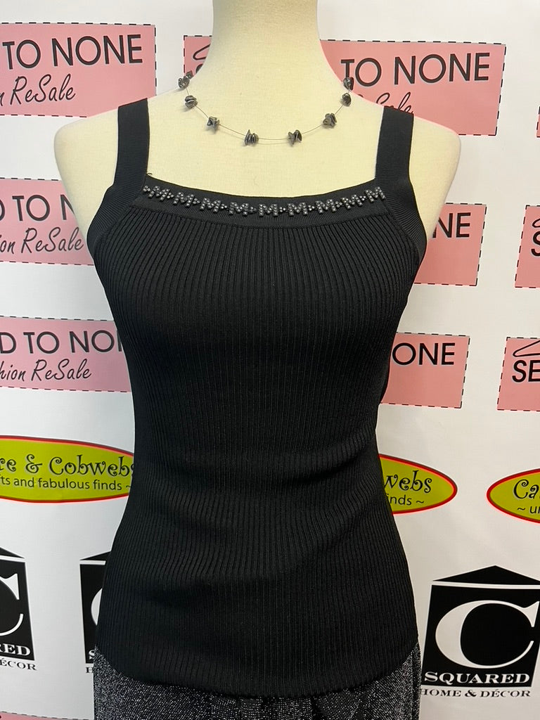 Black Ribbed Tank Top (Size S)