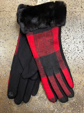 Load image into Gallery viewer, Buffalo Plaid Fur Trim Gloves
