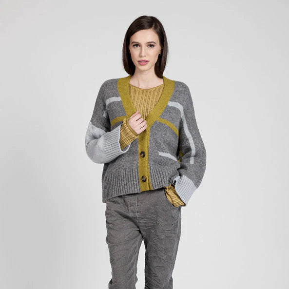 Made In Italy Color-Block Cardigan