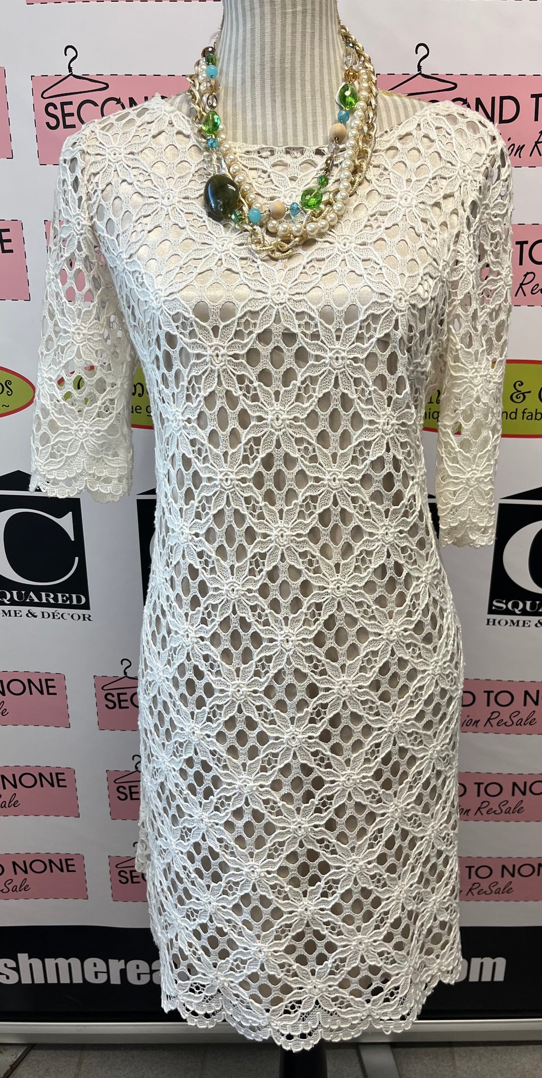 Lace Crochet-Style Dress (Size 10)