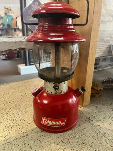 Antique Red Coleman Kerosene Lamp