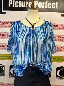 Calvin Klein Flowy Stripe Top (Size L)