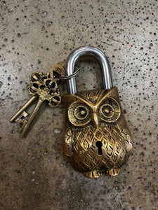 Chunky Brass Owl Lock & Keys (Only 1 Left!)