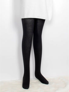 Black Full Length Ribbed Tights (One Size)