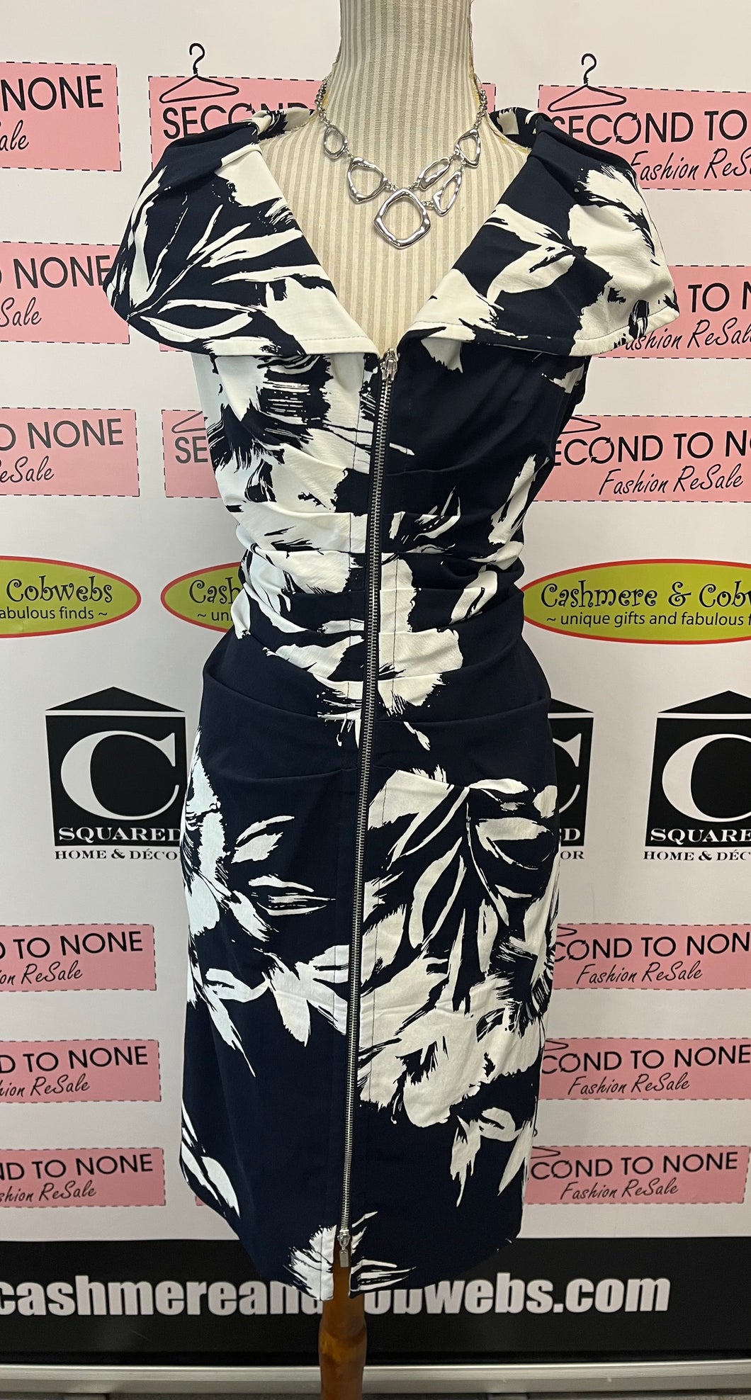 Joseph Ribkoff Zipper Front Floral Dress (Size 12)