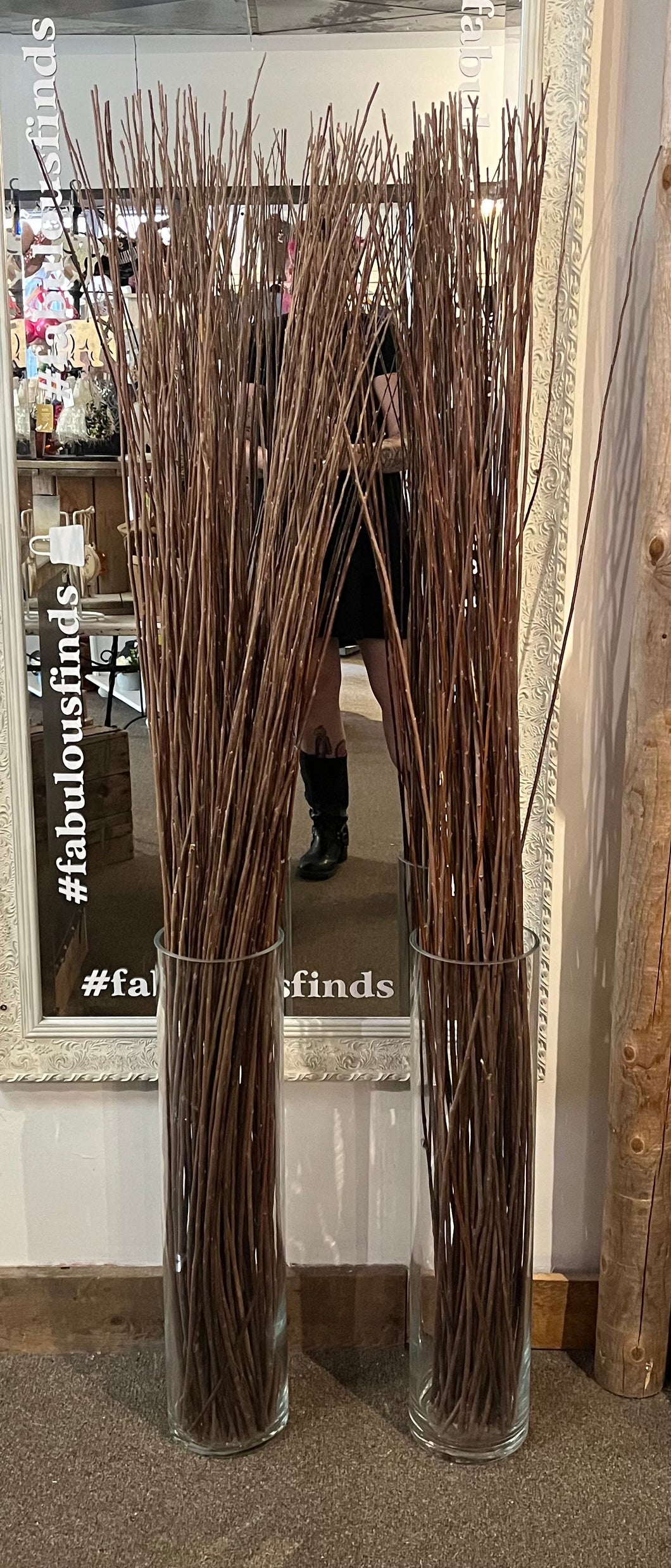5ft Tall Stick Bundle in Slim Glass Vase (2 Available)