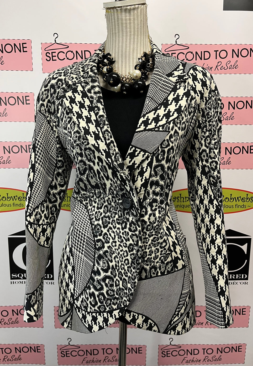 Simon Chang B&W Mix Print Jacket (Size 6)