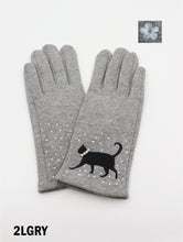 Cargar imagen en el visor de la galería, Cat Print Rhinestone &amp; Pearl Gloves (2 Colours)
