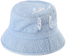 Load image into Gallery viewer, Distressed Denim Bucket Hat (2 Colours)
