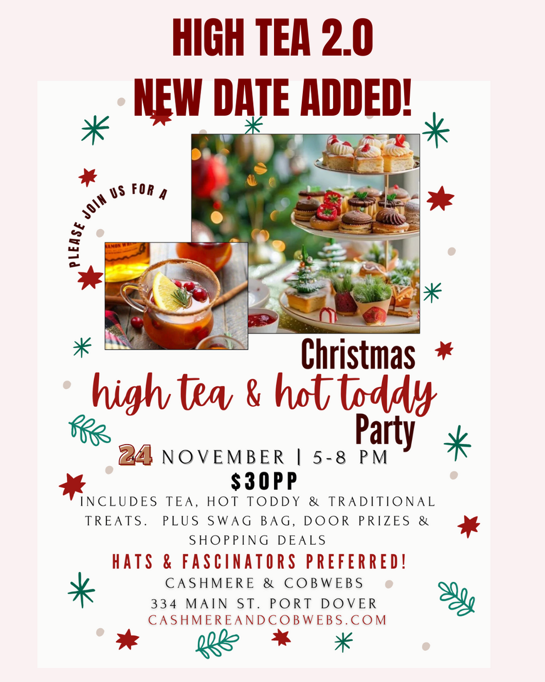 Tickets- CHRISTMAS HIGH TEA & HOT TODDY PARTY 2.0  (SOLD OUT)