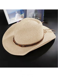 Cowboy Hat with Leather Strap & Feather