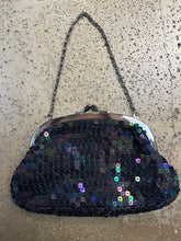 Load image into Gallery viewer, Black Colour Shifting Sequin Evening Clutch
