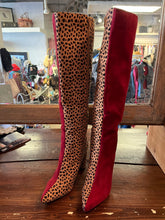 Load image into Gallery viewer, Burgundy &amp; Animal Print Split Boots (Size 10)
