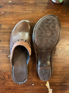 Brown Leather Clogs - Size 9