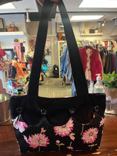 Load image into Gallery viewer, Black Floral Tote Purse
