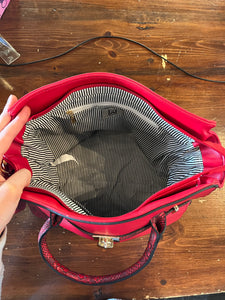 Karla Hanson Red Snakeskin Print Purse